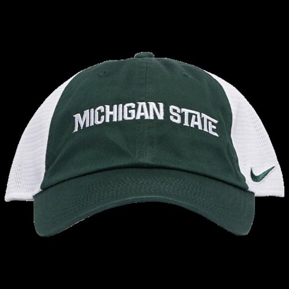 Nike Mens Michigan State Club Trucker Adjustble Cap M/L Mens Green/White NEW - Picture 2 of 6